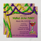 Mardi Gras Martini Einladung (Vorne/Hinten)
