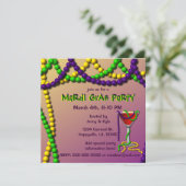 Mardi Gras Martini Einladung (Stehend Vorderseite)