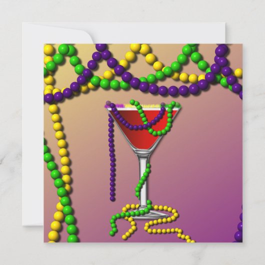 Mardi Gras Martini Einladung (Rückseite)