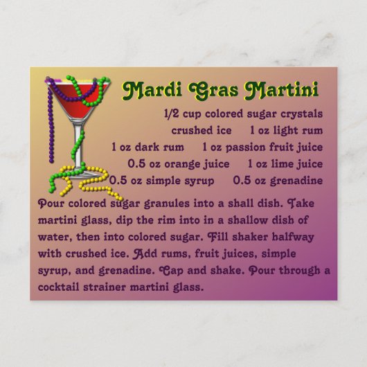Mardi Gras Martini Postkarte (Vorderseite)