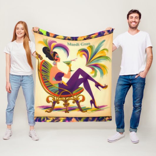 Mardi Gras Martini Woman Fleecedecke (Beispiel)