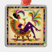 Mardi Gras Martini Woman Ornament Aus Metall (Vorne)