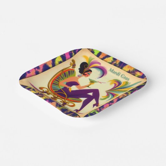Mardi Gras Martini Woman Pappteller (Gewinkelt)