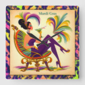 Mardi Gras Martini Woman Quadratische Wanduhr (Vorderseite)