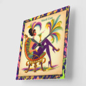 Mardi Gras Martini Woman Quadratische Wanduhr (Winkel)