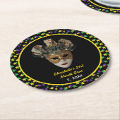 Mardi Gras Mask 21. Geburtstag Party Runder Pappuntersetzer (Angewinkelt)