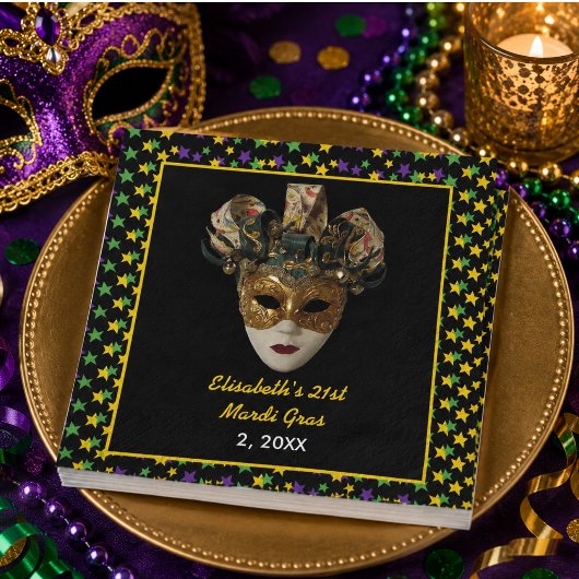 Mardi Gras Mask 21. Geburtstag Party Serviette
