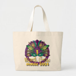 Mardi Gras Mask Bag 2024 - Mobile, AL Jumbo Stoffbeutel