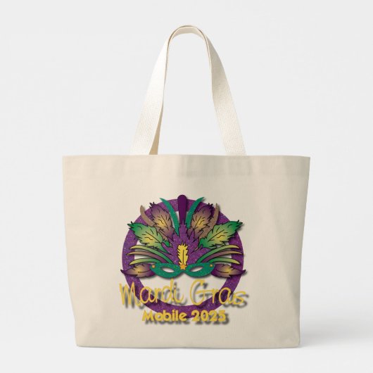 Mardi Gras Mask Bag 2025 - Mobile, AL Jumbo Stoffbeutel (Rückseite)