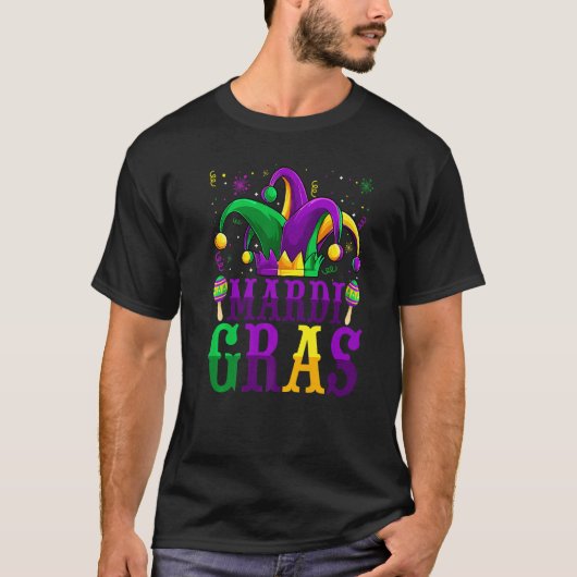 Mardi Gras Mask Beads Funny Carnival Party New Orl T-Shirt (Vorderseite)