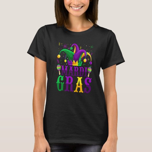 Mardi Gras Mask Beads Funny Carnival Party New Orl T-Shirt (Vorderseite)