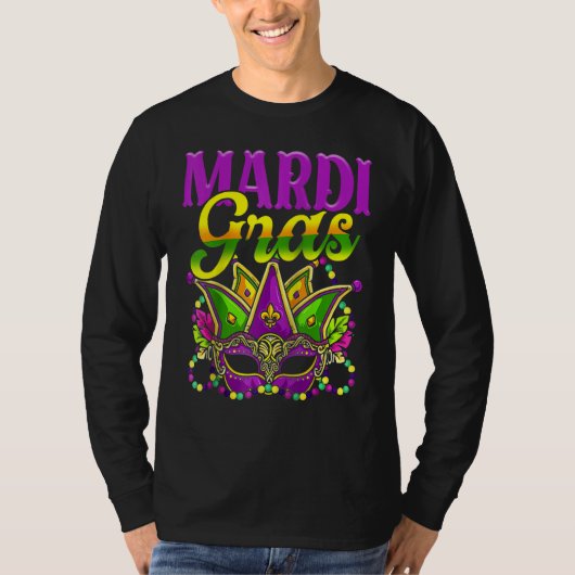Mardi Gras Mask Beads Funny Party Unique New Orlea T-Shirt (Vorderseite)