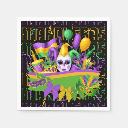 MARDI GRAS Mask Coquette Bows Serviette (Vorderseite)