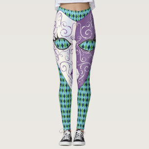 Mardi Gras Mask Diamant kariert Thunder_Cove Leggings