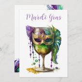 Mardi Gras Mask Einladung (Vorne/Hinten)