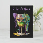 Mardi Gras Mask Einladung (Stehend Vorderseite)