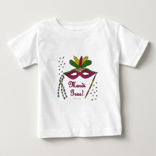 Mardi Gras Mask Feather Beads Baby T-shirt (Vorderseite)