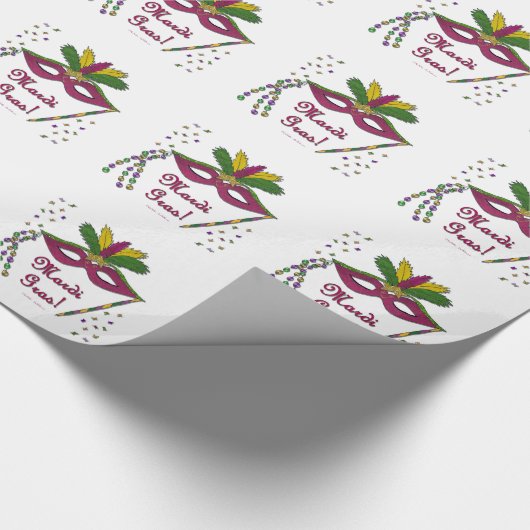 Mardi Gras Mask Feather Beads Geschenkpapier (Ecke)