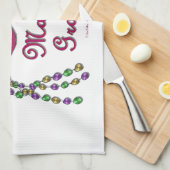 Mardi Gras Mask Feather Beads Geschirrtuch (Viertel Falte)