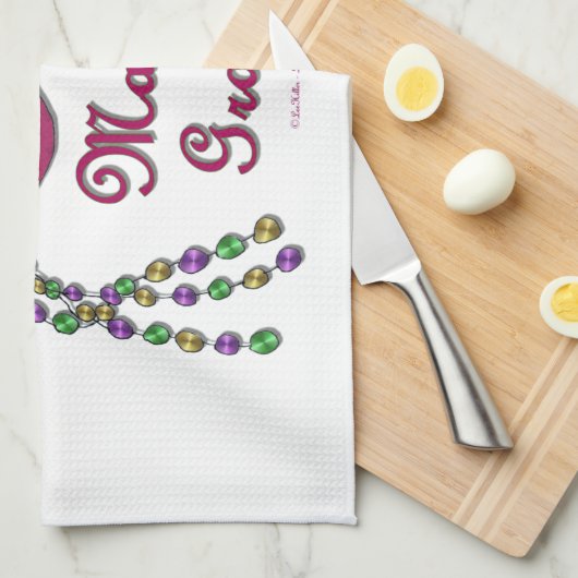 Mardi Gras Mask Feather Beads Geschirrtuch (Viertel Falte)