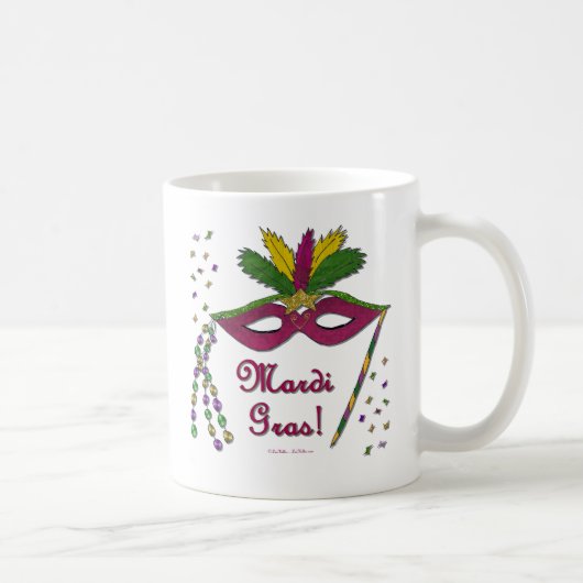 Mardi Gras Mask Feather Beads Kaffeetasse (Rechts)