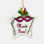 Mardi Gras Mask Feather Beads Keramik Ornament (Rechts)
