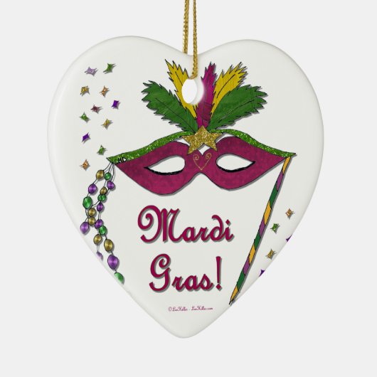 Mardi Gras Mask Feather Beads Keramik Ornament (Rechts)