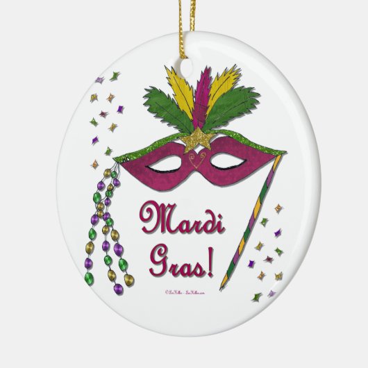 Mardi Gras Mask Feather Beads Keramik Ornament (Links)