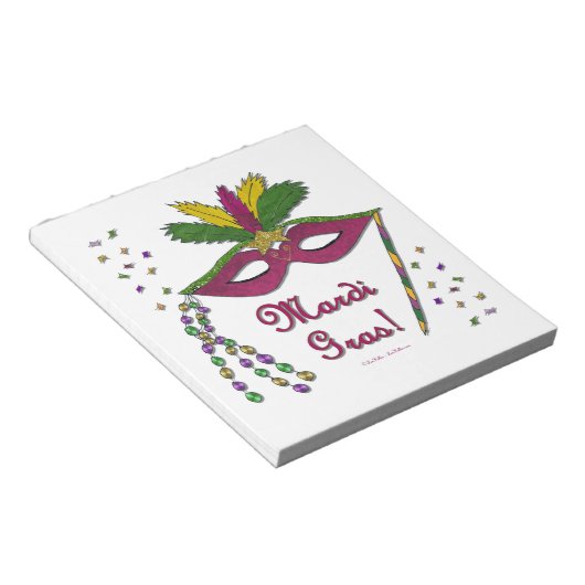 Mardi Gras Mask Feather Beads Notizblock (angewinkelt)