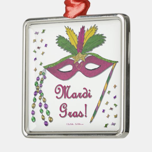 Mardi Gras Mask Feather Beads Ornament Aus Metall (Links)