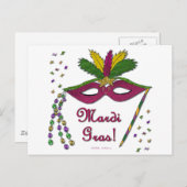 Mardi Gras Mask Feather Beads Postkarte (Vorne/Hinten)