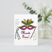 Mardi Gras Mask Feather Beads Postkarte (Stehend Vorderseite)