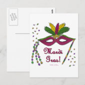 Mardi Gras Mask Feather Beads Postkarte (Vorne/Hinten)