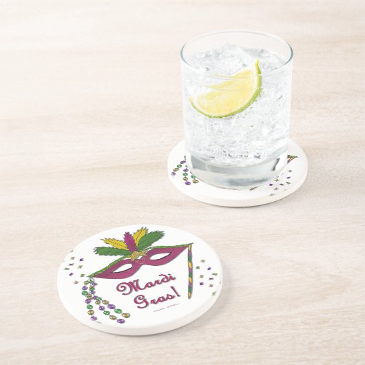 Mardi Gras Mask Feather Beads Untersetzer (Seite)