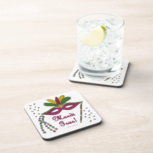 Mardi Gras Mask Feather Beads Untersetzer (Rechte Seite)