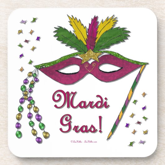 Mardi Gras Mask Feather Beads Untersetzer (Vorderseite)