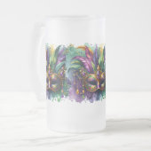 Mardi Gras Mask Frosted Glass Mug Mattglas Bierglas (Vorderseite Links)