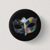 Mardi Gras Mask Harlequin, Scrollwork Pattern  Button (Vorderseite)