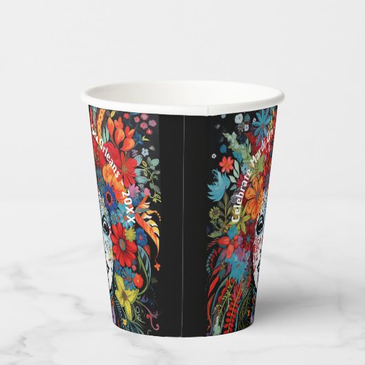 Mardi Gras Mask & Headdress Custom Text Party Pappbecher (Rechts)