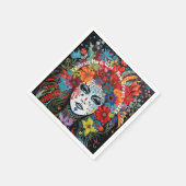 Mardi Gras Mask & Headdress Custom Text Party Serviette (Ecke)