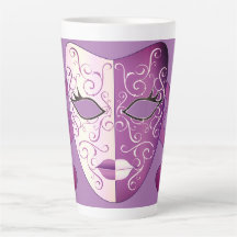 Mardi Gras Mask Latte Tasse 17 oz