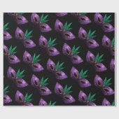 Mardi Gras Mask Lila-Green-Gold-Glitzern Geschenkpapier (Flach)