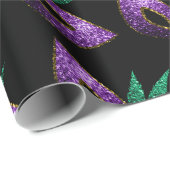 Mardi Gras Mask Lila-Green-Gold-Glitzern Geschenkpapier (Rolleneckpunkt)