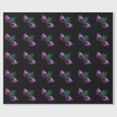 Mardi Gras Mask Lila-Green-Gold-Glitzern Geschenkpapier (Flach)