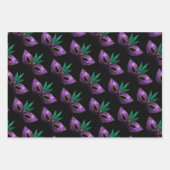 Mardi Gras Mask Lila-Green-Gold-Glitzern Geschenkpapier Set (Vorderseite 3)