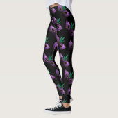 Mardi Gras Mask Lila Grün Funkelnd Muster schwarz Leggings (Links)