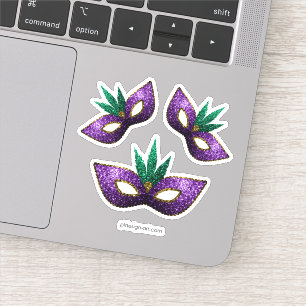 Mardi Gras Mask Lila grüne Glitzern Aufkleber