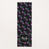 Mardi Gras Mask Lila grüne Glitzern Monogram Yogamatte (Vorderseite)