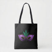 Mardi Gras Mask Lila grüne Glitzern | Schwarz Tasche (Vorderseite)
