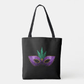 Mardi Gras Mask Lila grüne Glitzern | Schwarz Tasche (Rückseite)